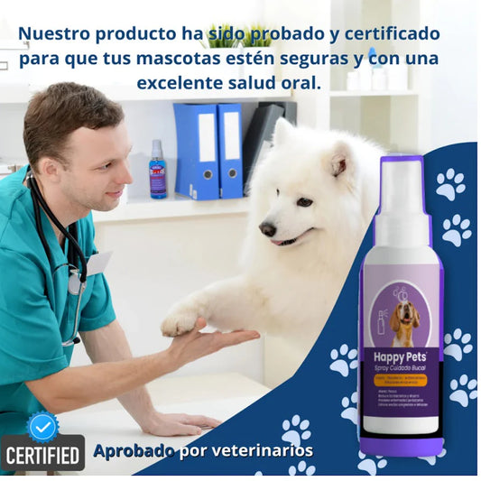 "Happy Pets - Enjuague Bucal para mascotas  Sonrisas Sanas"