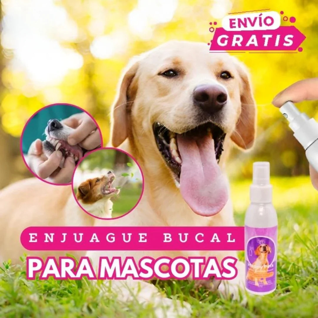 "Happy Pets - Enjuague Bucal para mascotas  Sonrisas Sanas"